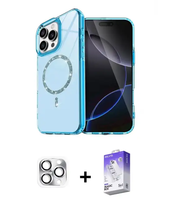 ieg™ iPhone 16 Pro Max Kılıf Kıvılcım Form Prime - Siyah Bilvis 5in1 3D Magic Cam Ekran Koruyucu + Pers Alüminyum Kamera Lens - GS