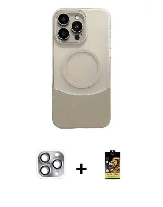 ieg™ iPhone 16 Pro Max Kılıf Kozmos Form Özel Seri - Siyah Buffer Cam Ekran Koruyucu + Pers Alüminyum Kamera Lens - GI