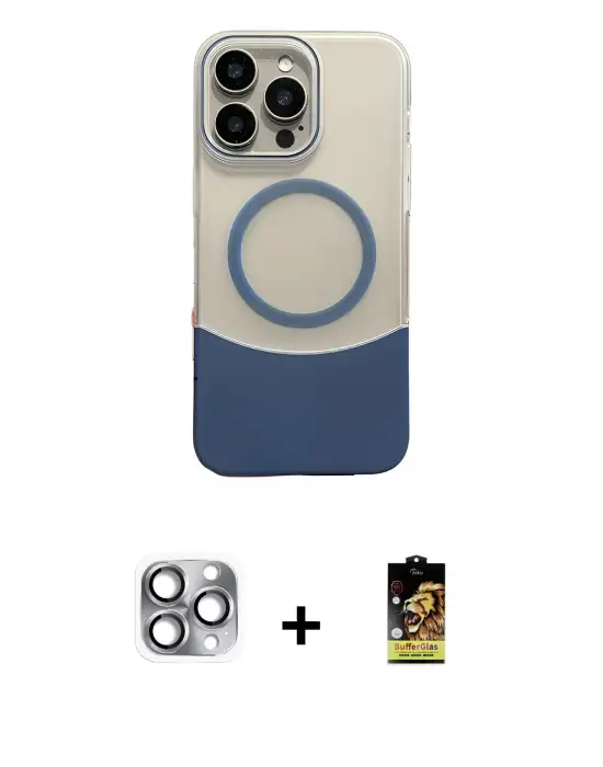 ieg™ iPhone 16 Pro Max Kılıf Kozmos Form Özel Seri - Siyah Buffer Cam Ekran Koruyucu + Pers Alüminyum Kamera Lens - GI