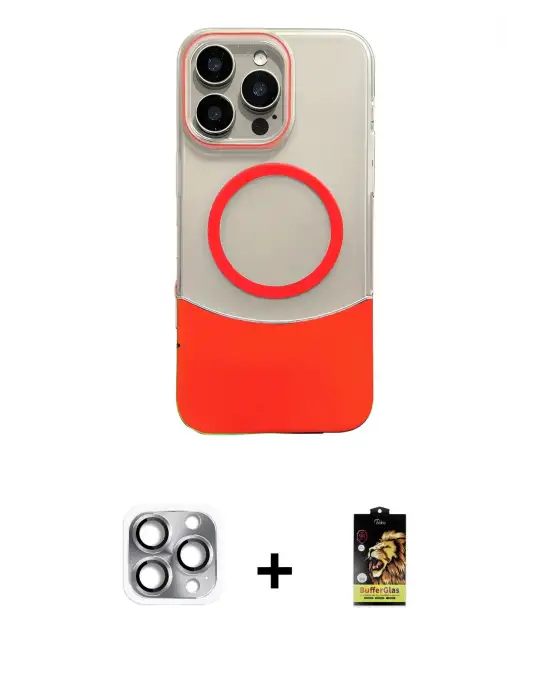 ieg™ iPhone 16 Pro Max Kılıf Kozmos Form Özel Seri - Siyah Buffer Cam Ekran Koruyucu + Pers Alüminyum Kamera Lens - GI