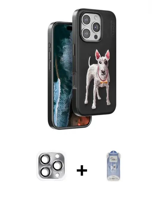 ieg™ iPhone 16 Pro Max Kılıf Nova Form Koleksiyonu - Siyah Joko Magic 5D Cam + Pers Alüminyum Kamera Lens - GI