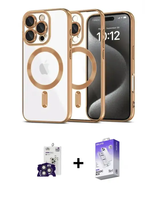 ieg™ iPhone 16 Pro Max Kılıf Nova Işık Özel Seri - Siyah Bilvis 5in1 3D Magic Cam Ekran Koruyucu + Bilvis Titan Kamera Lens - TMGI