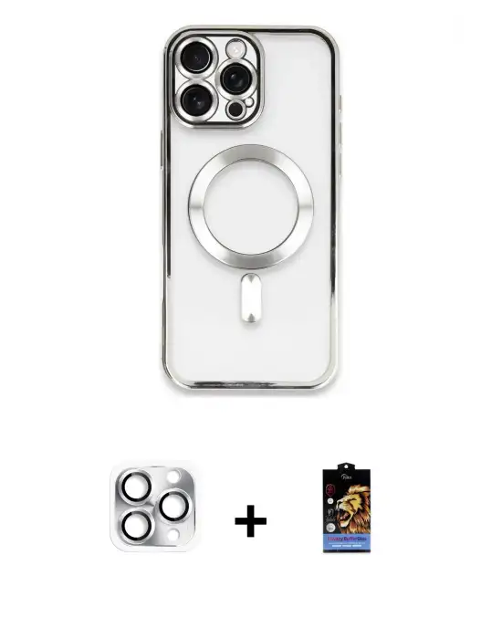 ieg™ iPhone 16 Pro Max Kılıf Nova Işık Özel Seri - Siyah Buffer Hayalet Cam Ekran Koruyucu + Pers Alüminyum Kamera Lens - GS