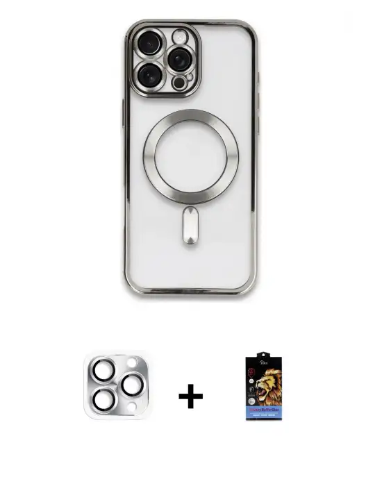ieg™ iPhone 16 Pro Max Kılıf Nova Işık Özel Seri - Siyah Buffer Hayalet Cam Ekran Koruyucu + Pers Alüminyum Kamera Lens - GS