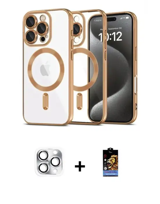 ieg™ iPhone 16 Pro Max Kılıf Nova Işık Özel Seri - Siyah Buffer Hayalet Cam Ekran Koruyucu + Pers Alüminyum Kamera Lens - GS