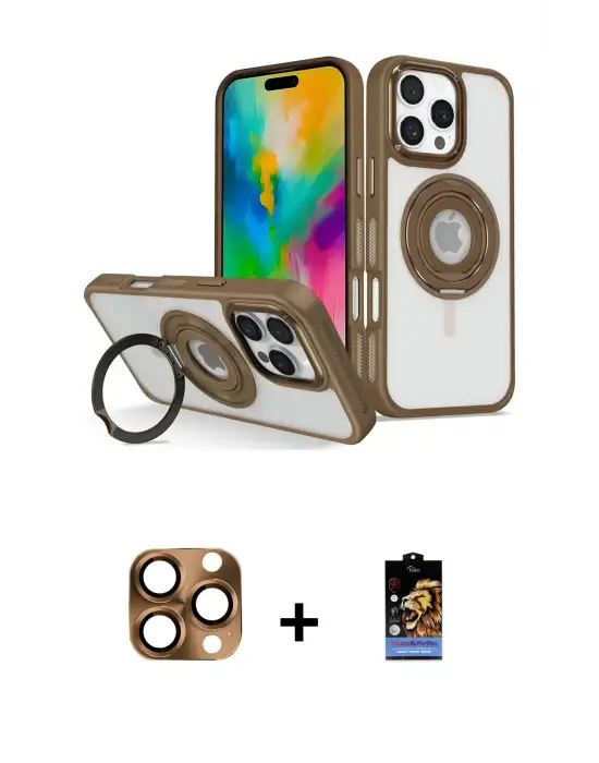 ieg™ iPhone 16 Pro Max Kılıf Nova Minimal Serisi - Siyah Buffer Hayalet Cam Ekran Koruyucu + Pers Alüminyum Kamera Lens - CLTM