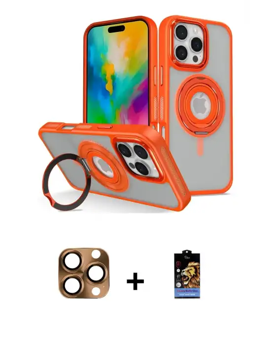 ieg™ iPhone 16 Pro Max Kılıf Nova Minimal Serisi - Siyah Buffer Hayalet Cam Ekran Koruyucu + Pers Alüminyum Kamera Lens - CLTM