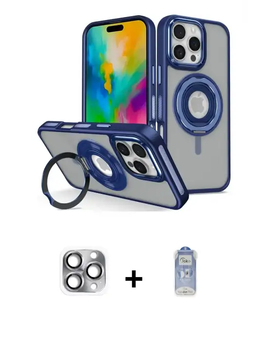 ieg™ iPhone 16 Pro Max Kılıf Nova Minimal Serisi - Siyah Joko Magic 5D Cam + Pers Alüminyum Kamera Lens - GI