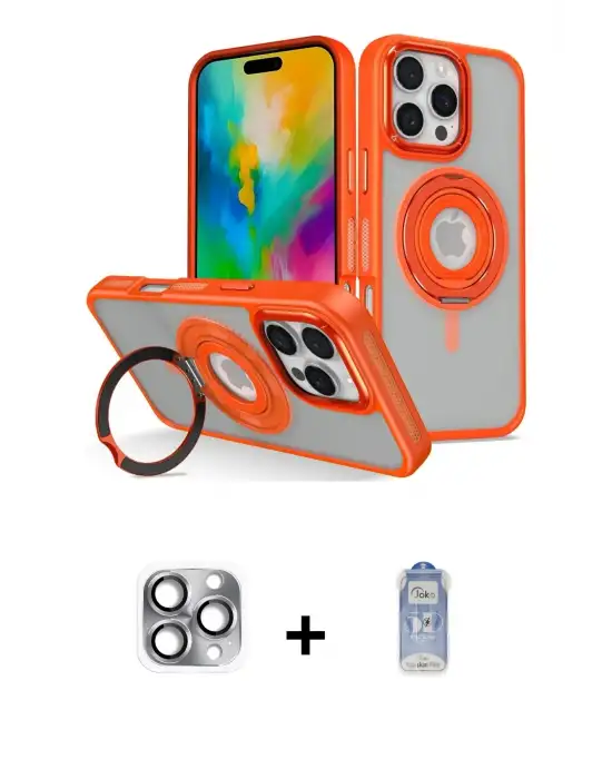 ieg™ iPhone 16 Pro Max Kılıf Nova Minimal Serisi - Siyah Joko Magic 5D Cam + Pers Alüminyum Kamera Lens - GI