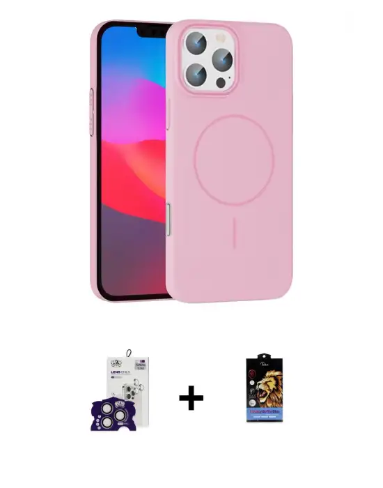 ieg™ iPhone 16 Pro Max Kılıf Siluet Doku Özel Seri - Siyah Buffer Hayalet Cam Ekran Koruyucu + Bilvis Titan Kamera Lens - TMGI
