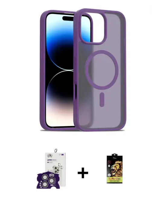 ieg™ iPhone 16 Pro Max Kılıf Siluet Minimal Prime - Siyah Buffer Cam Ekran Koruyucu + Bilvis Titan Kamera Lens - GS