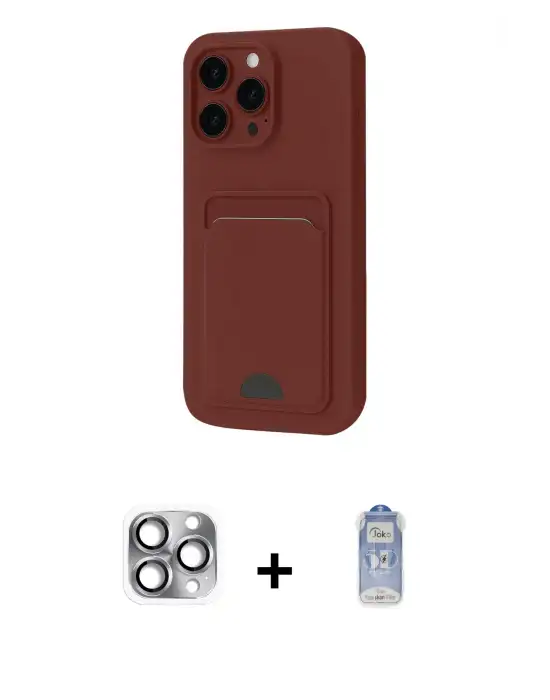 ieg™ iPhone 16 Pro Max Kılıf Vadi Çizgi Prime - Siyah Joko Magic 5D Cam + Pers Alüminyum Kamera Lens - GI