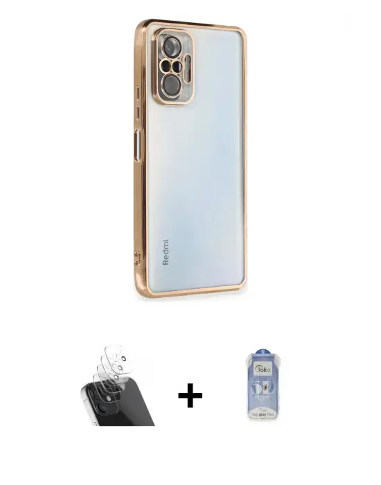 ieg™ Redmi Note 10 Pro Kılıf Vadi Minimal - Siyah Joko Magic 5D Cam + Kamera Lens Koruma Cam - SF