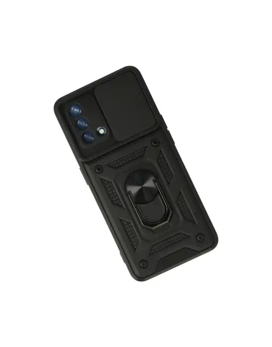 Oppo A74 4g Kılıf Pars Lens Yüzüklü Silikon - Siyah