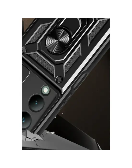 Vivo Y17s Kılıf Pars Lens Yüzüklü Silikon - Siyah