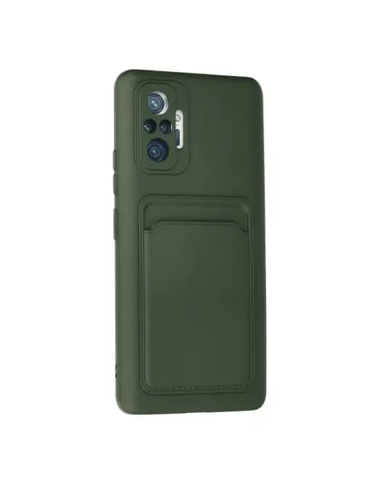 Xiaomi Redmi Note 10 Pro Kılıf Kelvin Kartvizitli Silikon - Koyu Yeşil