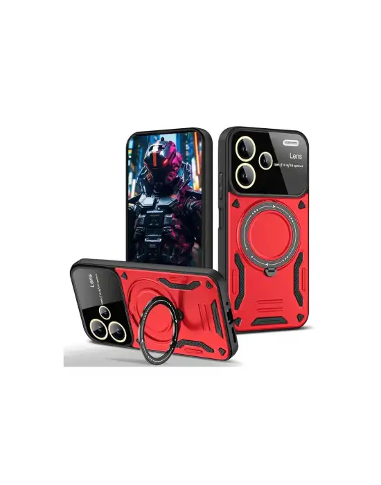 Xiaomi Redmi Note 13 Pro Plus Joy Lens Standlı Kapak - Kırmızı