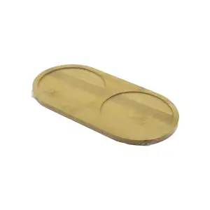2 Bölmeli   Oval  Ahşap Bambu Yağdanık Altlık  12x24x0.8cm