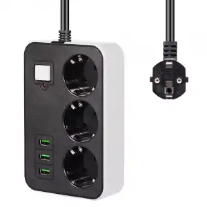 3 Usb’li 3’lü 1.8 M Akım Korumalı Priz