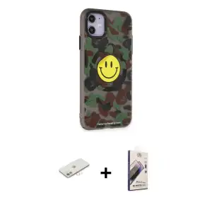 ieg™ iPhone 11 Kılıf Nova Doku Koleksiyonu - Siyah Bilvis 3D Mat Cam Ekran Koruyucu + Renkli Kamera Lens Koruma Cam - YL