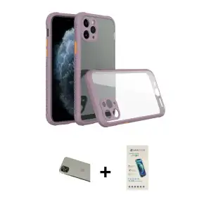 ieg™ iPhone 11 Pro Max Kılıf Nova Asil Özel Seri - Şeffaf Pasifik Cam Ekran Koruyucu + Rainbow Kamera Lens Koruma Cam - YL
