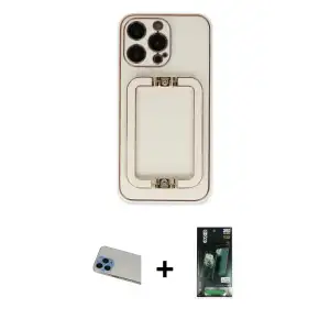 ieg™ iPhone 13 Pro Max Kılıf Kozmos Minimal Prime - Şeffaf 360 Full Body Arka Koruyucu + Rainbow Kamera Lens Koruma Cam - MI
