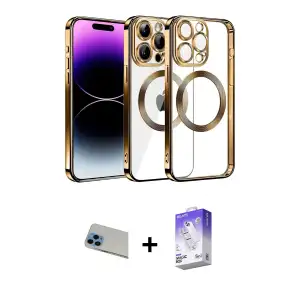 ieg™ iPhone 13 Pro Max Kılıf Pusula Form - Siyah Bilvis 5in1 3D Magic Cam Ekran Koruyucu + Rainbow Kamera Lens Koruma Cam - MI
