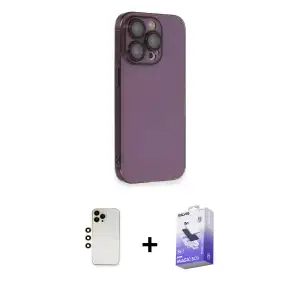 ieg™ iPhone 13 Pro Max Kılıf Siluet Minimal Özel Seri - Siyah Bilvis 5in1 5D Magic Hayalet Cam Ekran Koruyucu + Shine Kamera Lens - GD