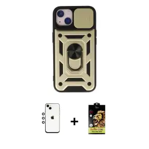 ieg™ iPhone 14 Kılıf Ahenk Klasik - Siyah Buffer Cam Ekran Koruyucu + Shine Kamera Lens - GI