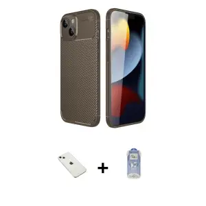 ieg™ iPhone 14 Kılıf Eksen Form Prime - Siyah Joko Magic 5D Cam + Diamond Kamera Lens - PE