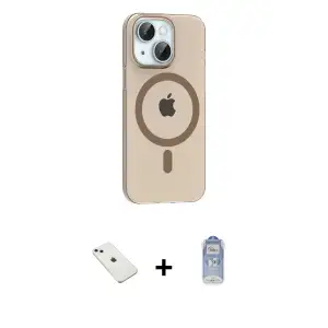 ieg™ iPhone 14 Kılıf Pusula Form Özel Seri - Siyah Joko Magic 5D Cam + Diamond Kamera Lens - SABE