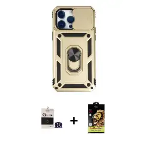 ieg™ iPhone 14 Pro Max Kılıf Ahenk Klasik - Siyah Buffer Cam Ekran Koruyucu + Bilvis Titan Kamera Lens - DNMR