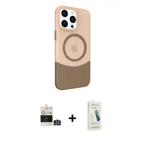 ieg™ iPhone 14 Pro Max Kılıf Çekirdek Asil Özel Seri - Şeffaf Pasifik Cam Ekran Koruyucu + Bilvis Titan Kamera Lens - GS