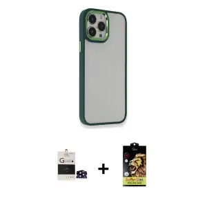 ieg™ iPhone 14 Pro Max Kılıf Eksen Doku Prime - Siyah Buffer Cam Ekran Koruyucu + Bilvis Titan Kamera Lens - SH
