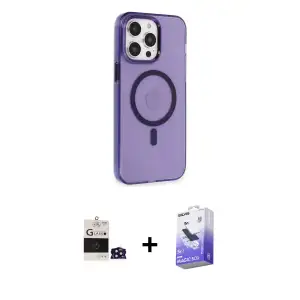 ieg™ iPhone 14 Pro Max Kılıf Kıvılcım Asil Özel Seri - Siyah Bilvis 5in1 5D Magic Hayalet Cam Ekran Koruyucu + Bilvis Titan Kamera Lens - DNMR