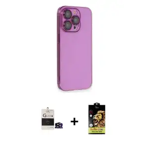 ieg™ iPhone 14 Pro Max Kılıf Siluet Minimal Özel Seri - Siyah Buffer Cam Ekran Koruyucu + Bilvis Titan Kamera Lens - SH