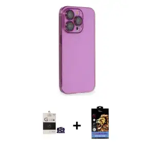 ieg™ iPhone 14 Pro Max Kılıf Siluet Minimal Özel Seri - Siyah Buffer Hayalet Cam Ekran Koruyucu + Bilvis Titan Kamera Lens - GS