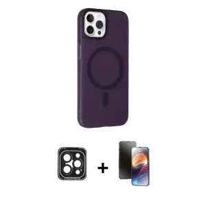 ieg™ iPhone 15 Pro Max Kılıf Çekirdek Modern Prime - Siyah 3D Antistatik Mat Seramik Nano Ekran Koruyucu + PVD Metal Kamera Lens - SH