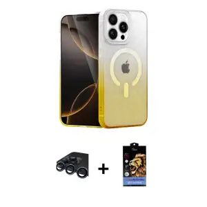ieg™ iPhone 15 Pro Max Kılıf Eksen Minimal Özel Seri - Siyah Buffer Hayalet Cam Ekran Koruyucu + Raze Metal Kamera Lens - LT