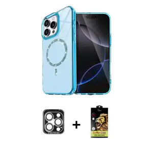 ieg™ iPhone 15 Pro Max Kılıf Kıvılcım Form Prime - Siyah Buffer Cam Ekran Koruyucu + PVD Metal Kamera Lens - GS