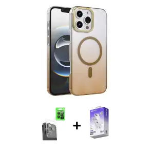 ieg™ iPhone 16 Pro Max Kılıf Ahenk Doku Özel Seri - Siyah Bilvis 5in1 3D Magic Cam Ekran Koruyucu + Raze Metal Kamera Lens - SH
