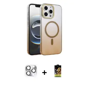 ieg™ iPhone 16 Pro Max Kılıf Ahenk Doku Özel Seri - Siyah Buffer Cam Ekran Koruyucu + Pers Alüminyum Kamera Lens - GS