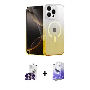 ieg™ iPhone 16 Pro Max Kılıf Eksen Minimal Özel Seri - Siyah Bilvis 5in1 5D Magic Hayalet Cam Ekran Koruyucu + Bilvis Titan Kamera Lens - GS