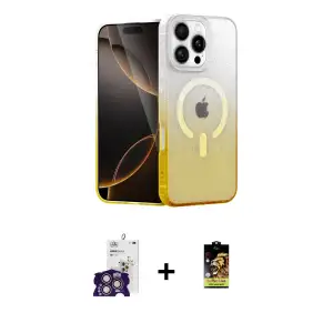 ieg™ iPhone 16 Pro Max Kılıf Eksen Minimal Özel Seri - Siyah Buffer Cam Ekran Koruyucu + Bilvis Titan Kamera Lens - GS