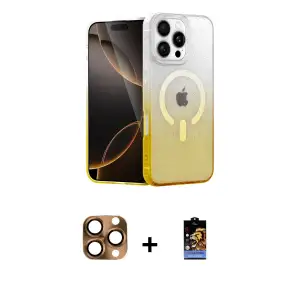 ieg™ iPhone 16 Pro Max Kılıf Eksen Minimal Özel Seri - Siyah Buffer Hayalet Cam Ekran Koruyucu + Pers Alüminyum Kamera Lens - CLTM