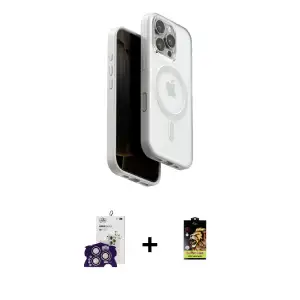 ieg™ iPhone 16 Pro Max Kılıf Pusula Form Serisi - Siyah Buffer Cam Ekran Koruyucu + Bilvis Titan Kamera Lens - GS