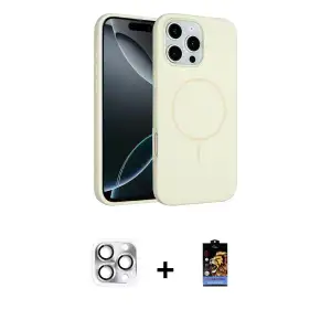 ieg™ iPhone 16 Pro Max Kılıf Yankı Form Serisi - Siyah Buffer Hayalet Cam Ekran Koruyucu + Pers Alüminyum Kamera Lens - GS