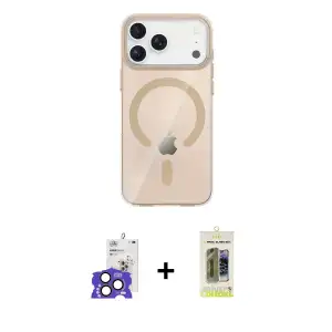 ieg™ iPhone 17 Pro Max Kılıf Pusula Form Özel Seri - Siyah Joko Magic 5D Hayalet Cam + Bilvis Titan Kamera Lens - NLGY
