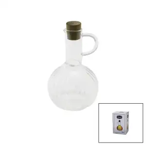 Mini Cam Yağdanlık Çizgili Desen 300ml Ahşap Bambu Mantar Tıpa