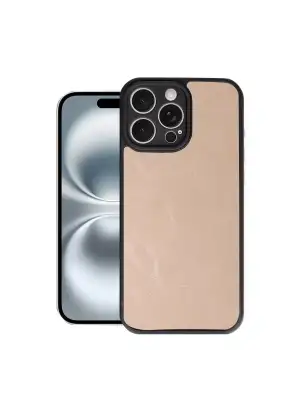 Apple İphone 16 Pro Max Kılıf Aras Deri Kapak - Pudra